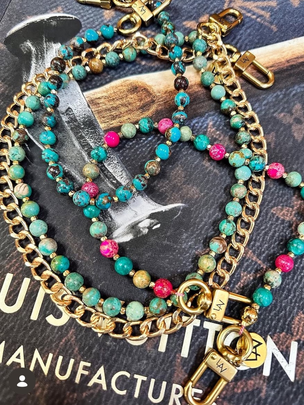 Leather & Vodka LV Beaded Purse Chain